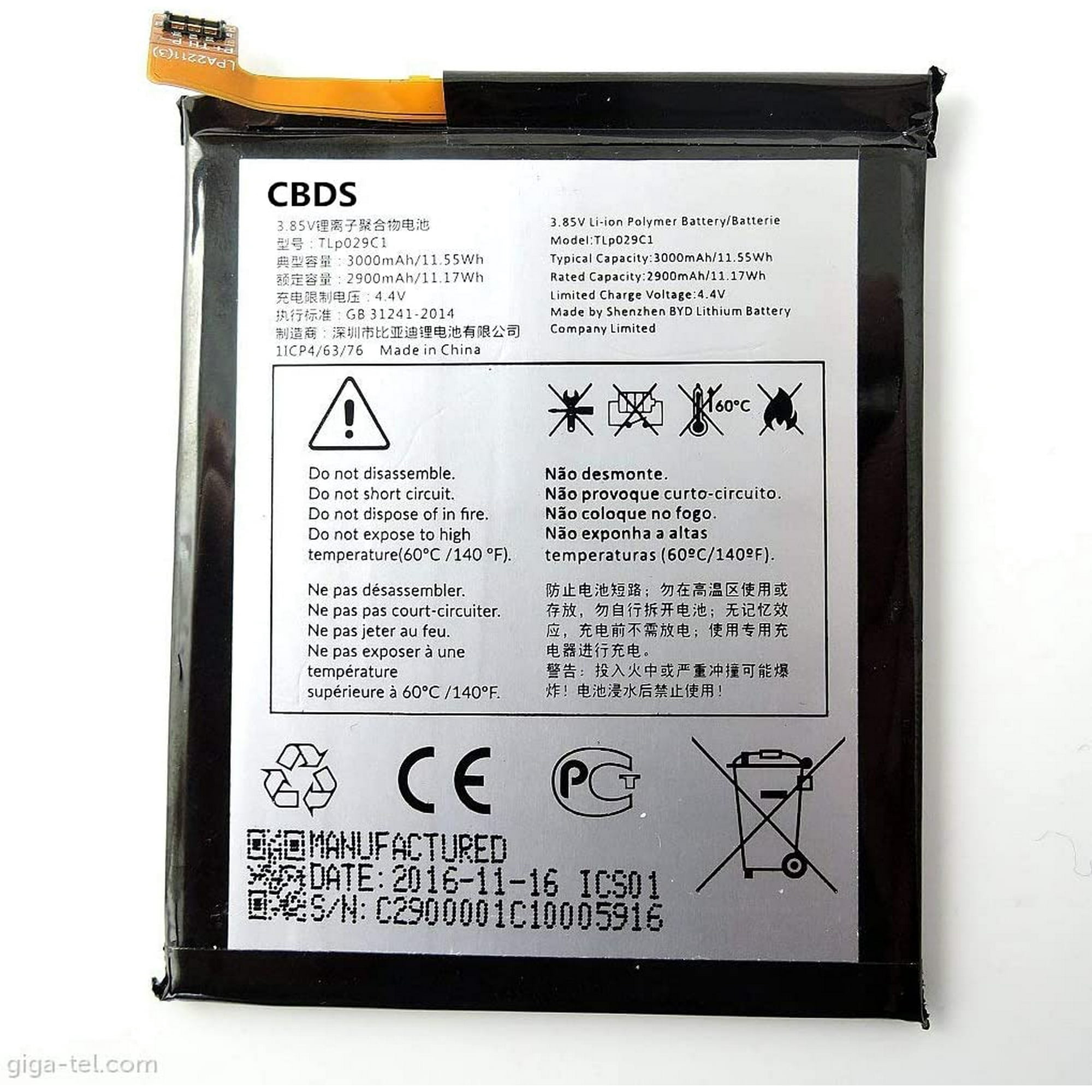 Replacement Battery TLp029C1 Compatible with BlackBerry KEYtwo LE Key2 LE